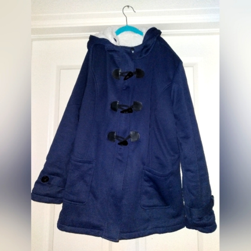 JiangWu Womens Fashion Horn Button Fleece Coat with Hood Winter Warm Jacket